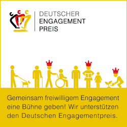 Foto zeigt ein Logobanner des Deutschern Engagementpreises