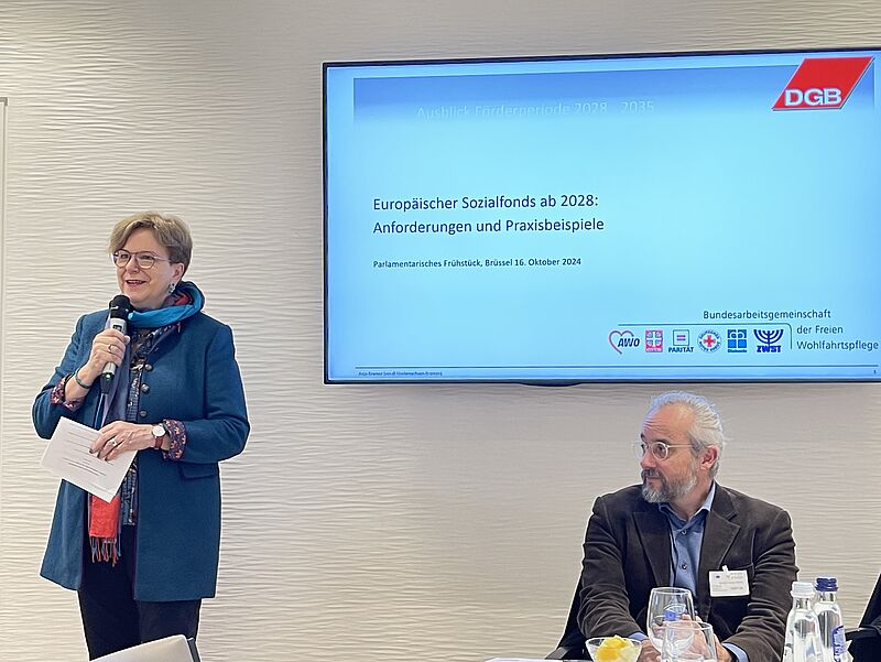 Das Foto zeigt Gabriele Bischoff MdEP, Schirmpatin des parlamentarischen Frühstücks am 16.10.2024