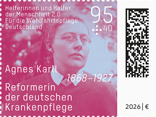 Abbildung der Sonderbriefmarke 2026 : Agnes Karll (1868-1927)
